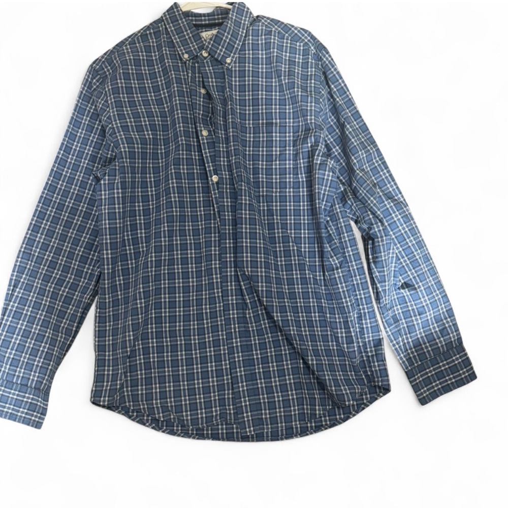 Croft & Barrow Men’s Blue Plaid Long Sleeve Button-Up Shirt Size Medium